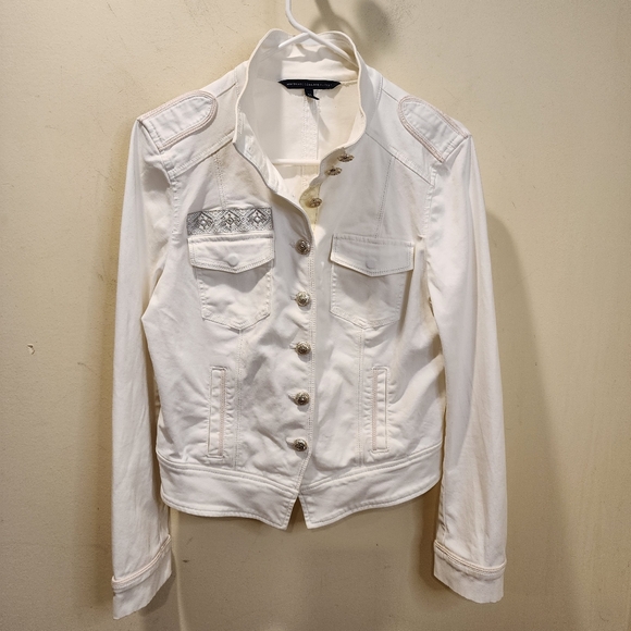 White House Black Market White Utility Jacket Size 12 - Picture 1 of 12